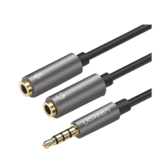 UGREEN Cable Divisor en Y / De 3.5 mm Macho a Dos Salidas de 3.5 mm Hembra / CTIA, TRS / Núcleo de Cobre / TPE / Longitud 20 cm / Ideal para Separar el Micrófono de los Auriculares 30619