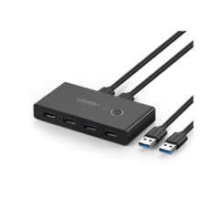 UGREEN HUB para Compartir 4 Puertos USB 3.0 a 2 PC ´s / Cambio Mediante Botón / Incluye dos cables USB de 1.5 m / ABS / Permite que 2 Usuarios Compartan 4 Dispositivos Periféricos USB3.0, como una impresora, un escáner, etc. 30768