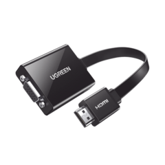 UGREEN Adaptador HDMI a VGA / Resolución 1080P / Audio 3.5mm / Con Puerto Micro USB para Alimentación / Plug & Play / No Requiere Controlador / ABS / Flexible y Duradero 40248