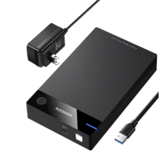 UGREEN Carcasa Disco Duro 3.5" con Cable USB 3.0 y Adaptador de Corriente 12V 2A Incluido, Caja Disco Duro USB 3.0 con UASP para HDD SSD SATA I/II/III, Hasta 16 TB. 50423