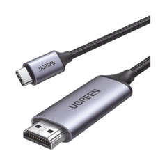 UGREEN Cable USB-C 3.1 a HDMI 4K / 1.5m / Compatible con Thunderbolt 3 & 4 / Adaptador Tipo-C a HDMI / 4k@60Hz / Soporta Modo Espejo y Modo Extendido / Carcasa de Aluminio / Nylon Trenzado / Conector Niquelado / Blindaje Multicapa 50570