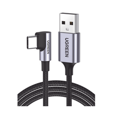 UGREEN Cable USB-A a USB-C / Conector con Ángulo Recto de 90° / 1 Metro / Carcasa de Aluminio / Nylon Trenzado / Transferencia de Datos Hasta 480 Mbps / Soporta Carga Rápida de hasta 60W 50941