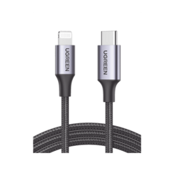 UGREEN Cable USB-C a Lightning / Certificado MFi / 1 Metro / Adecuado para iPhone, iPad y iPod / Carga y Sincronización de Datos / Velocidad 480 Mbps / PD Carga Rápida 3A máx. / Caja de Aluminio + Nylon Trenzado 60759