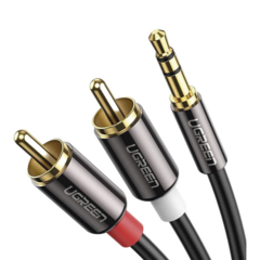 UGREEN Cable Audio Premium Jack 3.5mm a 2 RCA / 10 Metros / Flexible / Doble Blindaje / Transferencia de Audio sin Pérdidas / Caja de Aleación de Cobre / Amplia Compatibilidad / Diseño Duradero. 60836