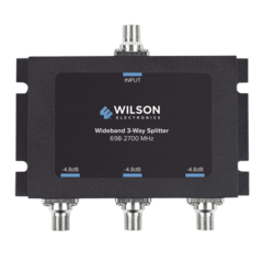 WILSONPRO / WEBOOST Divisor de potencia de 3 vías para la distribución de señal a tres antenas de servicio | 4.8 dB de pérdida por puerto | Conectores F hembra 850-035