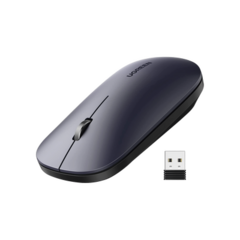UGREEN Mouse inalámbrico 2.4 GHz / Ultra Delgado y Silencioso / DPI 1000/1600/2000/4000 (Ajustable) / Alcance 10m / Scroll de Aluminio / Adaptable a diferentes superficies / Diseño suave al tacto / Contiene Receptor USB / Color Negro 90372