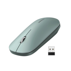 UGREEN Mouse inalámbrico 2.4 GHz / Ultra Delgado y Silencioso / DPI 1000/1600/2000/4000 (Ajustable) / Alcance 10m / Scroll de Aluminio / Adaptable a diferentes superficies / Diseño suave al tacto / Contiene Receptor USB / Color Verde 90374