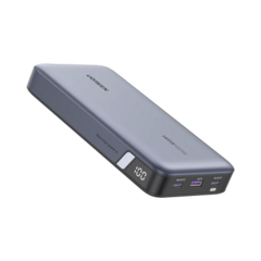 UGREEN Power Bank de 25000mAh / 3 Salidas 145W Max. / USB-A + 2 USB-C / PD 3.0, QC3.0 / FCP / SCP / Pantalla Inteligente / Carcasa Ignifuga / Color Gris / Incluye Cable USB de 50cm / Carga tu Laptop de Manera Segura 90597A