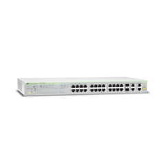 ALLIED TELESIS WebSmart Switch, 24 puertos PoE+ 10/100 Mbps + 2 puertos 10/100/1000 Mbps + 2 SFP Gigabit Combo, 193 W AT-FS750-28PS-10