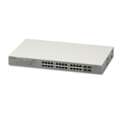 ALLIED TELESIS Switch PoE+ Gigabit WebSmart de 24 puertos 10/100/1000 Mbps + 4 puertos SFP Gigabit, 185 W MOD: AT-GS950/28PS-10