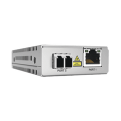ALLIED TELESIS Convertidor de medios Gigabit Ethernet a fibra óptica, conector LC, multimodo (MMF), distancia de 220 hasta 500 m, con fuente de alimentación multi-región MOD: AT-MMC2000/LC-960