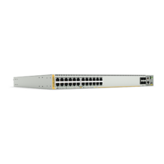 ALLIED TELESIS Switch PoE+ Stackeable Capa 3, 24 puertos 10/100/1000 Mbps + 4 puertos SFP+ 10 G y dos bahías hotswap PSU, Versión Federal MOD: AT-X930-28GPX-901