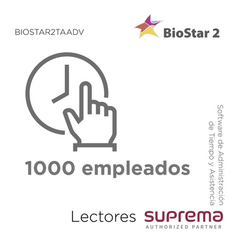 SUPREMA Software de Administración de Tiempo y Asistencia hasta 1000 empleados, para Lectores SUPREMA MOD: BIOSTAR2TAADV