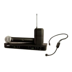 Shure BLX1288/P31-J11 - Sistema Inalámbrico Doble con Micrófono de Mano y Diadema - Potente y Versátil - Ideal para Presentaciones - BLX1288/P31-J11