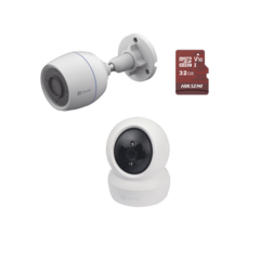 EZVIZ Kit de cámaras WiFi / Incluye 1 pieza C6N Para Uso en Interior / 1 pieza CS-H3C Para Uso en Exterior / 1 PZA Micro SD HS-TF-E1/32G / Detección de Movimiento / Notificaciones Instantáneas C6N-CSH3C/KM1