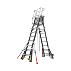 Little Giant Ladder Systems Escalera de Fibra de Vidrio con Jaula de 8'-14' (2.44 - 4.27 m). Con Ajuste en Ruedas (RATCHET™ Leveler) (SKU:18515-817). CAGE8FTR