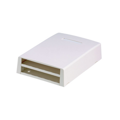 PANDUIT Caja de Montaje en Superficie, Con Accesorio para Resguardo de Fibra Óptica, Para 12 Módulos Mini-Com, Color Blanco MOD: CBXF12WH-AY