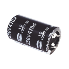 SYSCOM Capacitor Electrolítico de Aluminio, Radial de 470 µFd, 250 Vcc, 105 °C, 25 x 40 mm. MOD: CE470/250V