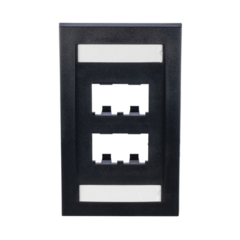 PANDUIT Placa de Pared Vertical Ejecutiva, Salida de 4 Puertos Mini-Com, Con Espacios Para Etiquetas, Color Negro MOD: CFPE4BLY
