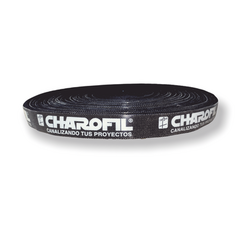 CHAROFIL Rollo de Cinta Strap, 20 mm de Ancho, 25 metros de Largo, Color Negro MOD: CH-CINTASTR25-NG