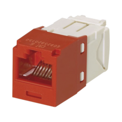PANDUIT Conector Jack RJ45 Estilo TG, Mini-Com, Categoría 6, de 8 posiciones y 8 cables, Color Rojo MOD: CJ688TGRD