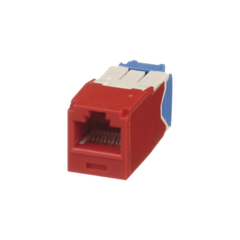 PANDUIT Conector Jack RJ45 Estilo TG, Mini-Com, Categoría 6A, de 8 posiciones y 8 cables, Color Rojo MOD: CJ6X88TGRD