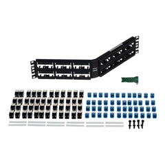 PANDUIT Kit de Patch Panel Modular Angulado de 48 Puertos, Con 48 Jacks Mini-Com Estilo TG Cat6A, 19 in, 2 UR MOD: CPPKLA6ATG48WBL