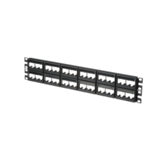 PANDUIT Panel de Parcheo Modular Mini-Com (Sin Conectores), Plano, Sin Blindaje, Con Etiqueta y Cubierta, de 48 puertos, 2UR MOD: CPPL48WBLY