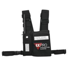TXPRO Pechera Universal con soporte para radio, sostén de bolígrafo y seguridad para la bolsa con cinta adherente. Logo TX-PRO. MOD: CPP-TXP