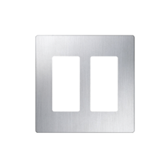 LUTRON ELECTRONICS Placa de pared 2 espacios, diseño tipo metálico, para atenuador (dimmer), apagador ó control remoto inalámbrico LUTRON. MOD: CW2-SS