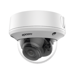 EPCOM Domo TURBOHD 4K (8 Megapixel) / Lente Mot. 2.7 a 13.5 mm / 40 mts IR EXIR / IP67 / 12 Vcc / 24 VCA / TVI-AHD-CVI-CVBS / 9 a 15 Vcc D4K-TURBO-Z