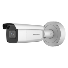 HIKVISION Bala IP 8 Megapixel (4K) / Lente Mot. 2.7 a 13.5 mm / 60 mts IR EXIR / Videoanaliticos / AcuSense / DarkFighter / Exterior IP66 / IK10 / WDR 120 dB / PoE+ / Entrada y salida de Audio y Alarmas DS-2CD3686G2-IZS(C)