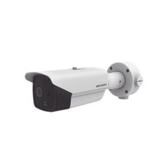 HIKVISION Bala IP Dual / Térmica 6.2 mm (160 x 120) / Óptico 8 mm (4 Megapixel) / DETECCIÓN DE PERSONAS 183 m /40 mts IR / Exterior IP67 / PoE / Termométrica / Detección de Temperatura / Sirena y Luz Inte / Micro SD 32 GB Incluida MOD: DS-2TD2617-6/QA