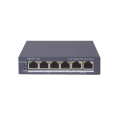 HIKVISION Switch Gigabit PoE+ / Administrable / 4 Puertos 1000 Mbps PoE+ / 2 Puertos 1000 Mbps Uplink / Configuración Nube Hik-PartnerPro / Modo Extendido hasta 300 Metros / 45 Watts DS-3E1506P-EI/M