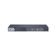 HIKVISION Switch Gigabit PoE+ / Administrable / 24 puertos 10/100/1000 Mbps PoE+ / 2 puertos SFP / configuración remota desde Hik-PartnerPro / PoE hasta 250 metros / 370 W MOD: DS-3E1526P-SI