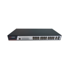 HIKVISION Switch PoE+ / Administrable / 24 puertos 10/100 Mbps PoE+ / 2 puertos 10/100/1000 Mbps + 2 puertos SFP de Uplink / 380 W MOD: DS-3E2326P