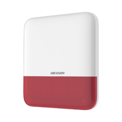 HIKVISION (AX PRO) Sirena Inalámbrica con Estrobo Rojo para Exterior IP65 / 110 dB MOD: DS-PS1-E-WB/R