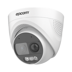 EPCOM Domo TURBOHD 1080p / Imagen a color 24/7 / Lente 2.8 mm / Luz Blanca 20 mts / Micrófono integrado / Exterior IP67 / WDR 130dB / Sensor PIR / Sirena Integrada / Salida de alarma / Estrobo ROJO - AZUL E8-TURBO-T