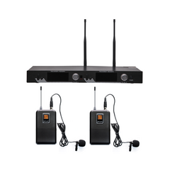EPCOM PROAUDIO Kit de Microfonía inalámbrico | 2 Micrófonos de Lavalier | Receptor UHF | Pantalla LCD | 200 Canales | Gran cobertura MOD: EP521UL