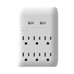 EPCOM POWERLINE Multicontacto de Pared 110 Vca/ Supresor de Picos / 6 x Nema 5-15P / 2 x USB (5V @3.4A) EPLSPWUSB