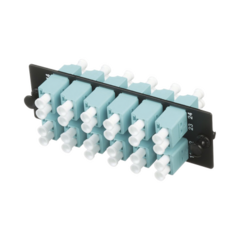 PANDUIT Placa Acopladora de Fibra Optica FAP, Con 12 Conectores LC Duplex (24 Fibras), Para Fibra Multimodo OM3/OM4, Color Aqua MOD: FAP12WAQDLCZ