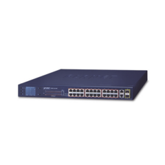 PLANET Switch No Administrable 24 Puertos PoE 10/100 802.3af/at, 2 Combo TP/SFP Gigabit y Pantalla LCD para Monitoreo y Configuración Básica de PoE, Hasta 300 Watts MOD: FGSW-2622VHP