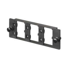 PANDUIT Placa Modular FAP de 6 Puertos Mini-Com, Acepta Módulos de Fibra Óptica, Cobre o Audio y Video, Color Negro MOD: FMP6