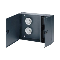PANDUIT Caja de Conexión de Fibra Óptica, Para Montaje en Pared, Acepta 4 Placas Acopladoras FAP o FMP, Hasta 96 Fibras, Color Negro MOD: FWME4