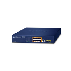 PLANET Switch Administrable Capa 2 de 8 Puertos PoE 802.3af/at Gigabit 140 W Max, 2 Puertos SFP, Modo Extendido Hasta 250 m. MOD: GS-4210-8P2S