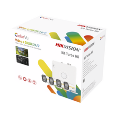 HIKVISION Kit TurboHD 1080p / DVR 4 Canales / 4 Cámaras Bala ColorVu con Micrófono Integrado / Fuente de Poder / Accesorios de Instalación MOD: HK-1080-CV/A