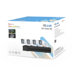 HiLook by HIKVISION Kit TurboHD 1080p / DVR 4 Canales / 4 Cámaras Bala ColorVu con Micrófono Integrado / Fuente de Poder / Accesorios de Instalación HL-1080-CV/A