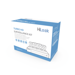 HiLook by HIKVISION KIT TurboHD 1080p / DVR 4 canales / 4 Cámaras Bala de Metal / H.265+ / 1 Fuente de Poder Profesional / Accesorios de Instalación HL24LQKITS-M(B)