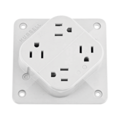 HUBBELL Multicontacto Dúplex con 6 Salidas/ 15 A 125 V CA/ 2 Polos 3 Hilos / Color Blanco. MOD: HUBHBL415W - buy online