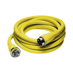 HUBBELL Conjunto de Cable con Extremos Macho y Hembra / 50 A 125/250 V CA / 3 Polos 4 Hilos / Color Amarillo / Grado Marino. HUB-HBL-61C-M52